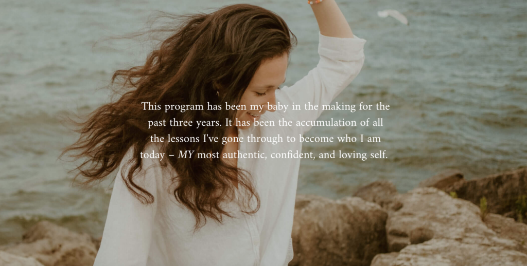 A photo of Meghan with words talking about her program