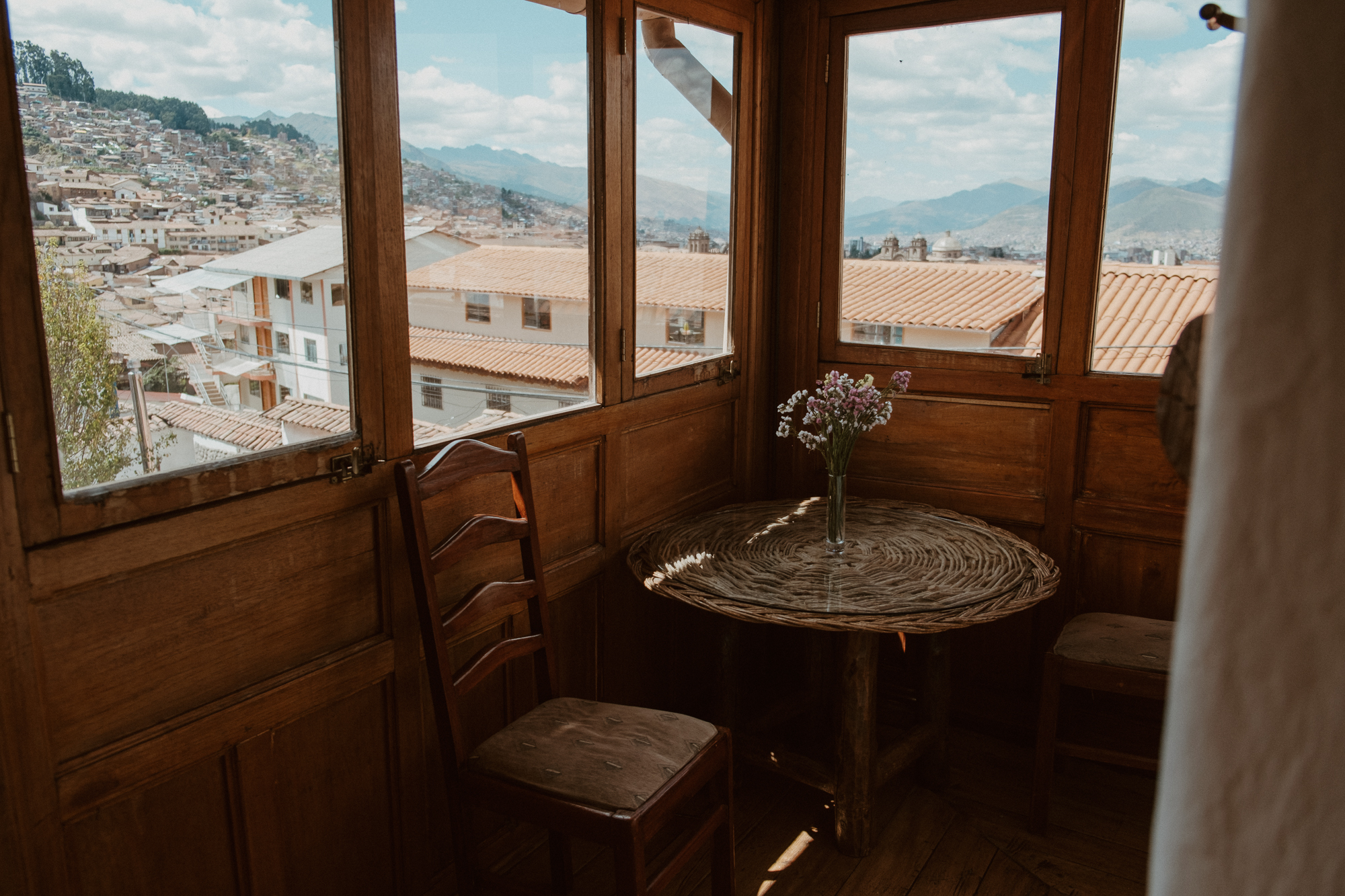 Window view from a balcony in Cusco, Peru